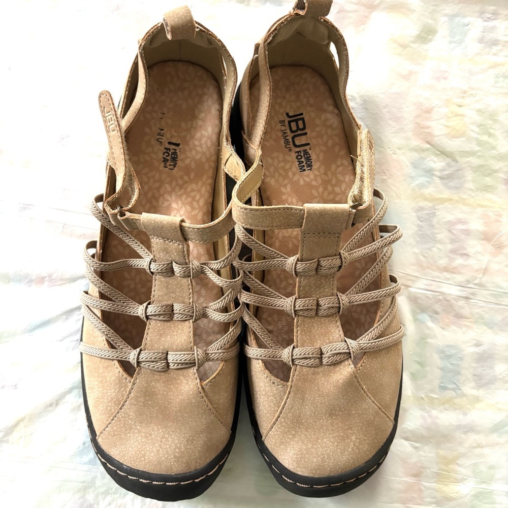 JBU Juliet casual Slip on Sandals Memory Foam SZ 9 W Worn 1X Indoors Like New - Picture 11 of 13